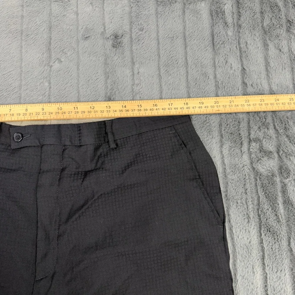 J Ferrar Mens Black 100% Wool Micro Check Dress Pants Made in Italy 38x27 Cuffed